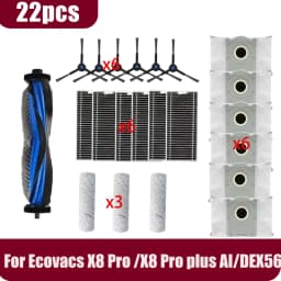 Ecovacs X8 Pro Omni Accessories Main Side Brush Hepa Filter Rag Dust Bag Replacement X8 Pro plus AI/DEX56 Parts