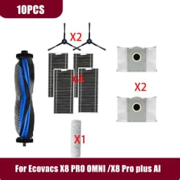 Ecovacs X8 Pro Omni Accessories Main Side Brush Hepa Filter Rag Dust Bag Replacement X8 Pro plus AI/DEX56 Parts