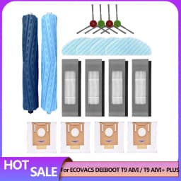 Ecovacs T9 MAX T9 AIVI + T9 Power Mop Accessories - HEPA Filter Main Side Brush Kit for Robot Vacuum Cleaner