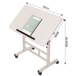 Mobile Stand Up Desk with Wheels Small Computer Desk Adjustable Height Laptop Desk White Standing Table Home Office Desks