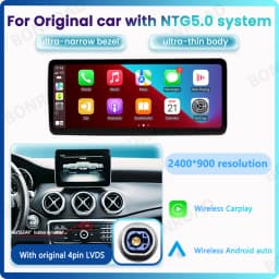 BONROAD 2400*900 12.3'' Ultra Thin Linux Touch Screen Car Multimedia Wireless CarPlay Android Auto Airplay Autolink Mirroring Radio Stereo For Mercedes Benz A Class GLA CLA W176 C177 X156 W463 NTG 4.5 5.0