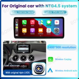 BONROAD 2400*900 12.3'' Ultra Thin Linux Touch Screen Car Multimedia Wireless CarPlay Android Auto Airplay Autolink Mirroring Radio Stereo For Mercedes Benz A Class GLA CLA W176 C177 X156 W463 NTG 4.5 5.0