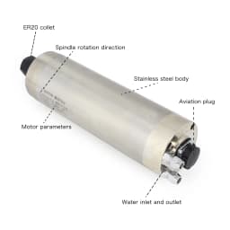 RTM-80-2.2 80*246mm 2.2KW ER20 Water Cooled Cooling Spindle Motor CNC Router Milling Kit +Frequency Converter