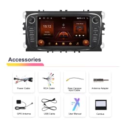 Podofo 2+64GB Wireless Carplay AndroidAuto Car Radio Car Video Player GPS For Ford Focus Mondeo C-MAx S-MAX Galaxy Il Kuga