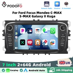 Podofo 2+64GB Wireless Carplay AndroidAuto Car Radio Car Video Player GPS For Ford Focus Mondeo C-MAx S-MAX Galaxy Il Kuga