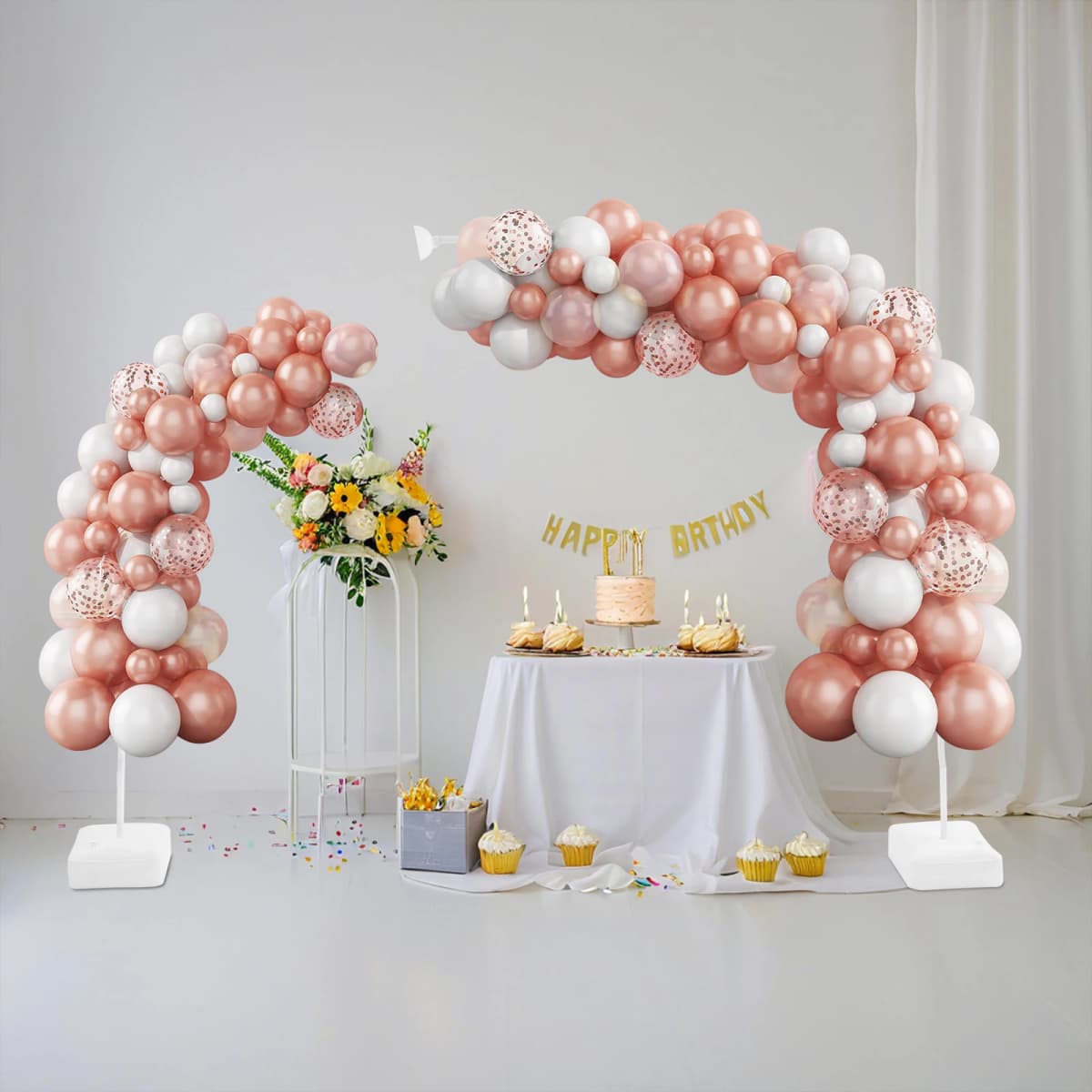 2PCS Balloon Stand Arch Frame Free Bending Balloon Stand W/Base 1.5+2M DIY Tube Wedding Baby Shower Birthday Party Decor