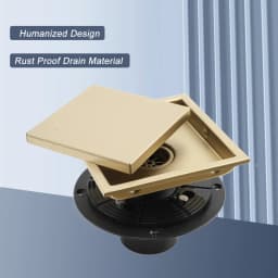 Square Shower Drain Tile Insert Anti Odor Stainless Steel Floor Drain Kit With Removable Grate Cover Hair Strainer Black Gold