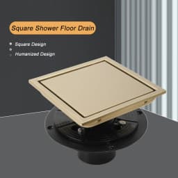 Square Shower Drain Tile Insert Anti Odor Stainless Steel Floor Drain Kit With Removable Grate Cover Hair Strainer Black Gold