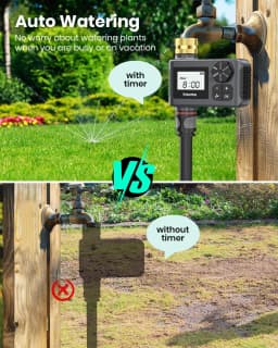 INSOMA Automatic Watering System Smart Garden Irrigation Water Timer with Brass Swivel for Hose Fuacet Outdoor Garden IPX5