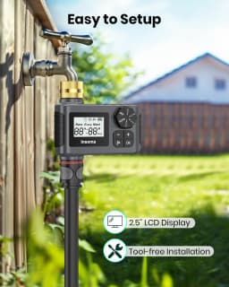 INSOMA Automatic Watering System Smart Garden Irrigation Water Timer with Brass Swivel for Hose Fuacet Outdoor Garden IPX5