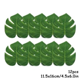 12pcs Artificial Tropical Palm Leaves Hawaiian Luau Safari Jungle Party Summer Wedding Birthday Home Table Decor Fake Plant Lei