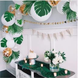 12pcs Artificial Tropical Palm Leaves Hawaiian Luau Safari Jungle Party Summer Wedding Birthday Home Table Decor Fake Plant Lei