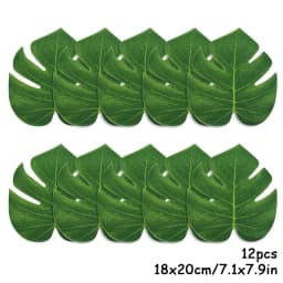 12pcs Artificial Tropical Palm Leaves Hawaiian Luau Safari Jungle Party Summer Wedding Birthday Home Table Decor Fake Plant Lei