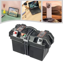 Battery Box Boat Multifunctional Battery Box for Boat Motor with Double USB Connection Battery Box Voltage Monitoring for Marine