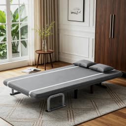 [UK Stock] Folding Sofa Bed Couch 3 in 1 with 2 Pillows, Lounge Cotton Chair Lazy Cushion for Apartment Home Livingroom