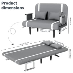 [UK Stock] Folding Sofa Bed Couch 3 in 1 with 2 Pillows, Lounge Cotton Chair Lazy Cushion for Apartment Home Livingroom