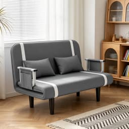 [UK Stock] Folding Sofa Bed Couch 3 in 1 with 2 Pillows, Lounge Cotton Chair Lazy Cushion for Apartment Home Livingroom