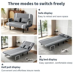 [UK Stock] Folding Sofa Bed Couch 3 in 1 with 2 Pillows, Lounge Cotton Chair Lazy Cushion for Apartment Home Livingroom
