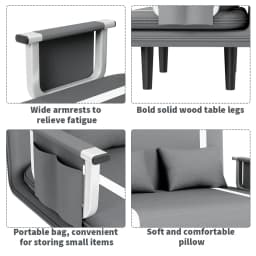 [UK Stock] Folding Sofa Bed Couch 3 in 1 with 2 Pillows, Lounge Cotton Chair Lazy Cushion for Apartment Home Livingroom