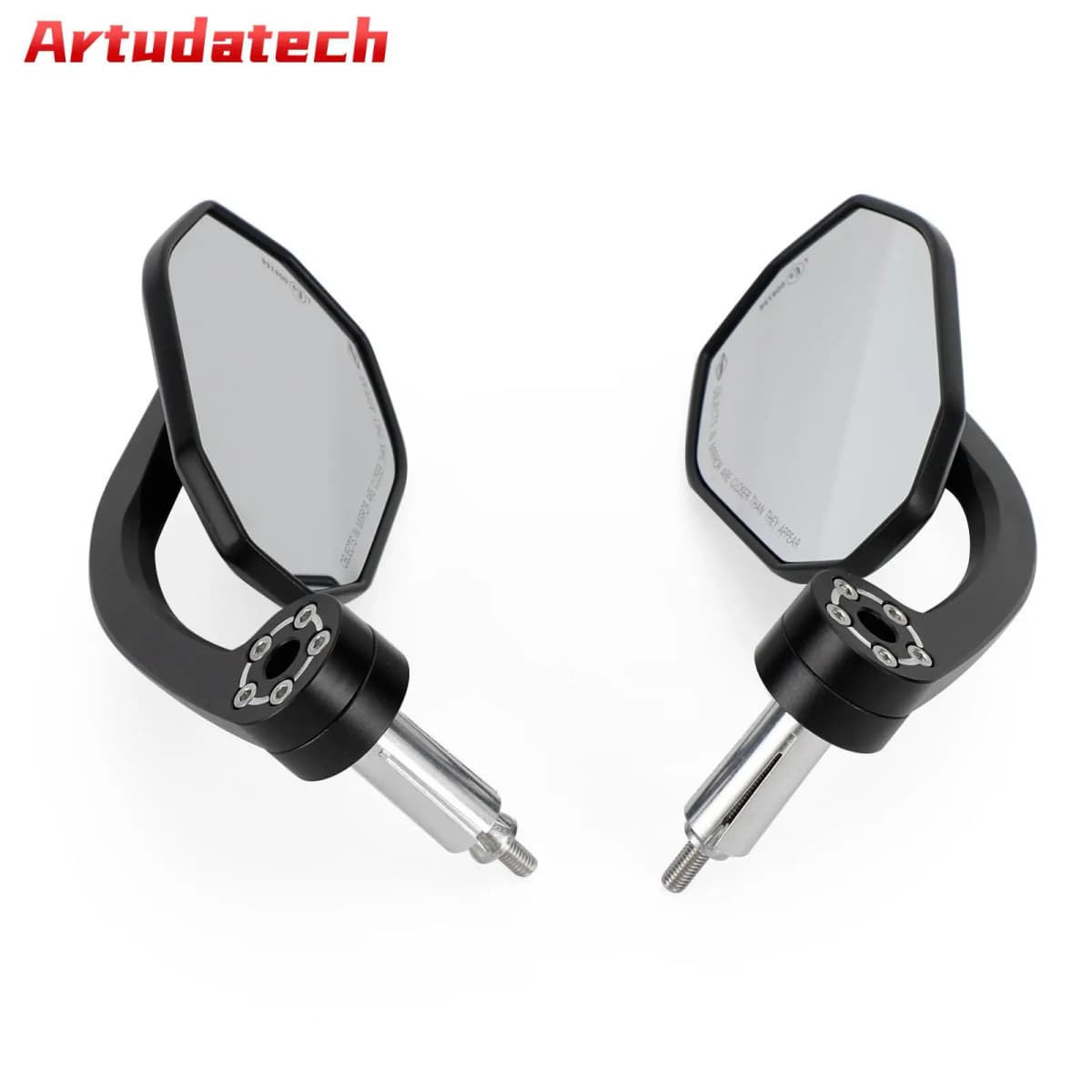 Artudatech CNC Aluminum Handlebar End Mirror 7/8" Black Long BAR End Mirrors Motorcycle
