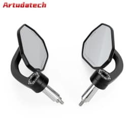 Artudatech CNC Aluminum Handlebar End Mirror 7/8" Black Long BAR End Mirrors Motorcycle