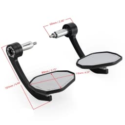 Artudatech CNC Aluminum Handlebar End Mirror 7/8" Black Long BAR End Mirrors Motorcycle