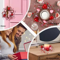 Candle Rings Wreaths Heart Berry Valentine's Day Garland Ornament Wreath Decorative Pillar Candle Rings Holiday Candle Rings For
