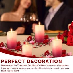Candle Rings Wreaths Heart Berry Valentine's Day Garland Ornament Wreath Decorative Pillar Candle Rings Holiday Candle Rings For