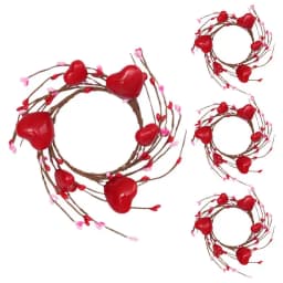 Candle Rings Wreaths Heart Berry Valentine's Day Garland Ornament Wreath Decorative Pillar Candle Rings Holiday Candle Rings For