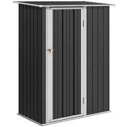 Outdoor Storage Shed Steel Garden Shed W/ Lockable Door for Backyard Brown