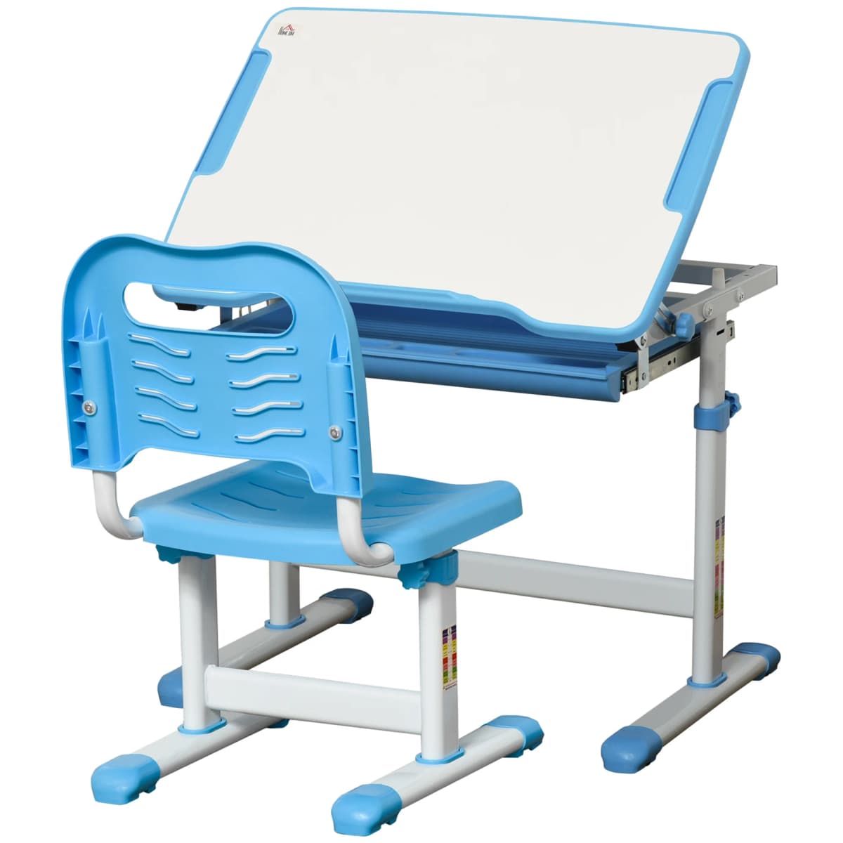 HOMCOM Kids Desk and Chair Set Height Adjustable Student Writing Desk Blue