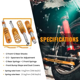 Coilovers for BMW 5 E39 1995-2003 RWD notchback Spring Shock Absorber Height Adjustable Coilovers Suspension Kit Gold