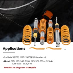 Coilovers for BMW 5 E39 1995-2003 RWD notchback Spring Shock Absorber Height Adjustable Coilovers Suspension Kit Gold