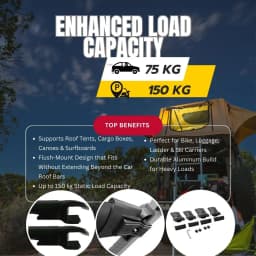 Roof Rack Cross Bars for Nissan Navara 2016-2023; Compatible with Raised Roof Rails and Roof Bars – 2 Pcs Aluminum Rail Carrier