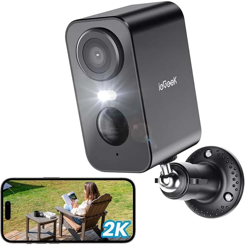 IeGeek Security Cameras Wireless Outdoor, 2K 3MP Battery Powered WiFi Security Camera with Spotlight & Color Night Vision