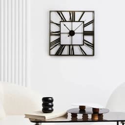 【Lifeideas】Modern 3D Large Wall Clock Roman Numeral Retro Square Decor Silent Clock Nordic Restaurant Living Room Decoration A