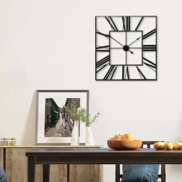 【Lifeideas】Modern 3D Large Wall Clock Roman Numeral Retro Square Decor Silent Clock Nordic Restaurant Living Room Decoration A