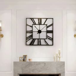 【Lifeideas】Modern 3D Large Wall Clock Roman Numeral Retro Square Decor Silent Clock Nordic Restaurant Living Room Decoration A