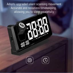 Digital Clock Projector HD LED Display Clock On Ceiling With Temperature Sensor Smart Bedside Alarm Clock 180 Degree Rotatable