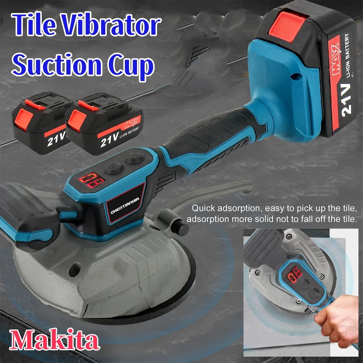 2 Batteries Professional Tile Vibrator Suction Cup Tiling Laying Machine Tools