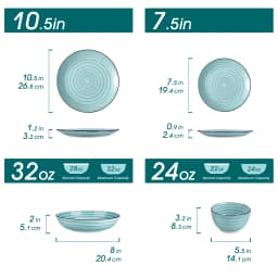 Vancasso 24/48 Piece Blue Plates Dinner Sets Two-Sided Dinnerware Sets Handpainted Spiral With 6 Dinner Plate/Dessert/Soup/Bowl