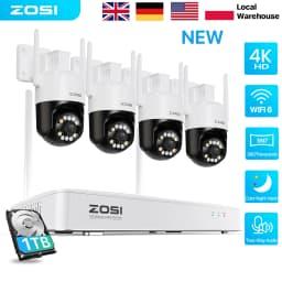 ZOSI 3K Wi-Fi 6 Wireless Security Camera System 8CH 4K NVR 8MP/5MP Pan/Tilt CCTV IP Cameras Outdoor Home Video Surveillance Kit