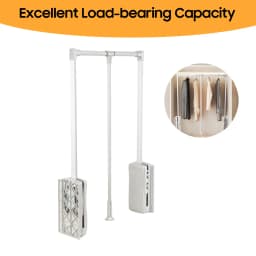 Lift/Pull Down Adjustable Width Wardrobe Clothes Hanging Rail Soft Return Cloakroom Wardrobe Telescopic LiftClothes Rail