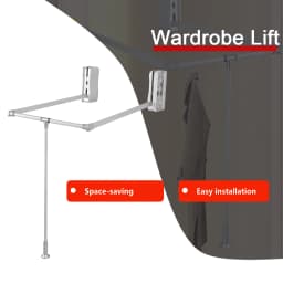 Lift/Pull Down Adjustable Width Wardrobe Clothes Hanging Rail Soft Return Cloakroom Wardrobe Telescopic LiftClothes Rail