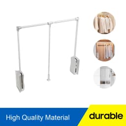 Lift/Pull Down Adjustable Width Wardrobe Clothes Hanging Rail Soft Return Cloakroom Wardrobe Telescopic LiftClothes Rail