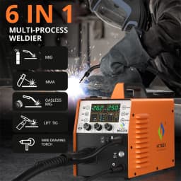 HITBOX 250A 6 in 1 Aluminum Welding Machine ARC MMA/MIG Gas Gasless/Lift TIG 2T 4T IGBT Inverter Semi-Automatic MIG Welder
