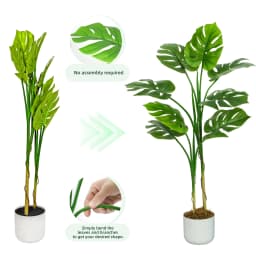mcc direct Artificial Monstera Tree, Decorative Artificial Plant with Plastic Planter and Artificial Moss for House Bedroom