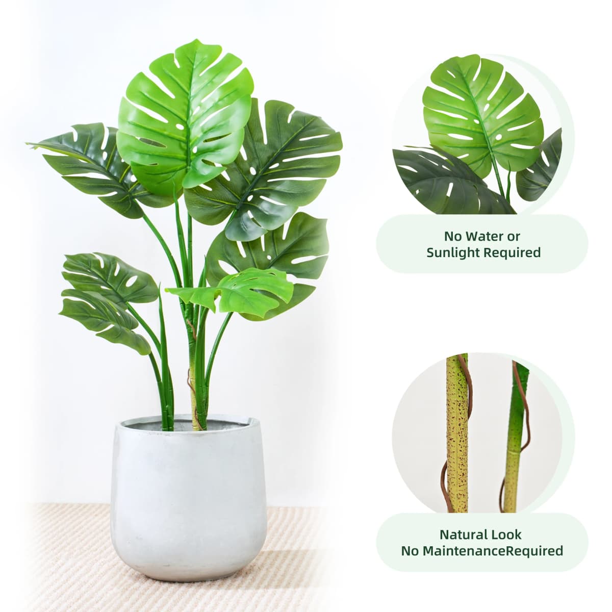 mcc direct Artificial Monstera Tree, Decorative Artificial Plant with Plastic Planter and Artificial Moss for House Bedroom