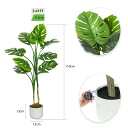 mcc direct Artificial Monstera Tree, Decorative Artificial Plant with Plastic Planter and Artificial Moss for House Bedroom