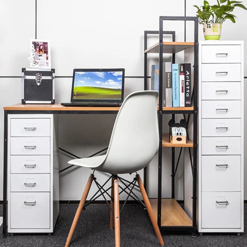Office Metal Vertical File Cabinet with 5 Drawers on Wheels Storage Cabinet Bedroom Office Study Furniture